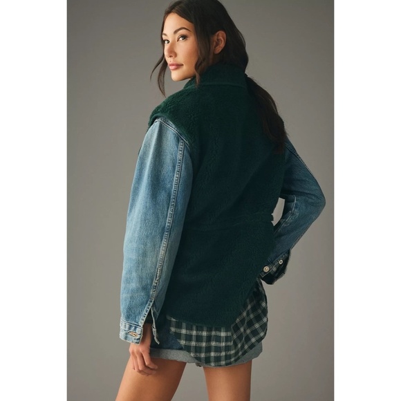By ANTHROPOLOGIE Cozy Cinched Faux Shearling Vest Green Fleece Outdoors X-Small - Picture 9 of 15